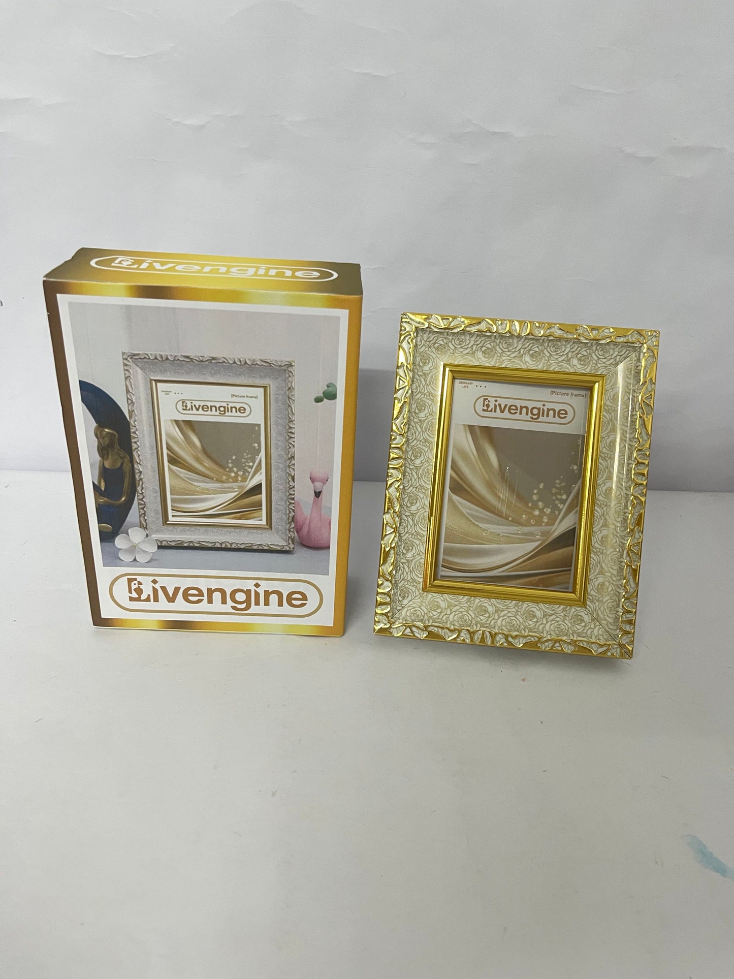 Livengine Picture frames Golden Embossed Photo Frame Luxurious & Retro Capture Beauty An Elegant Choice for Home Decoration and Memory Collection