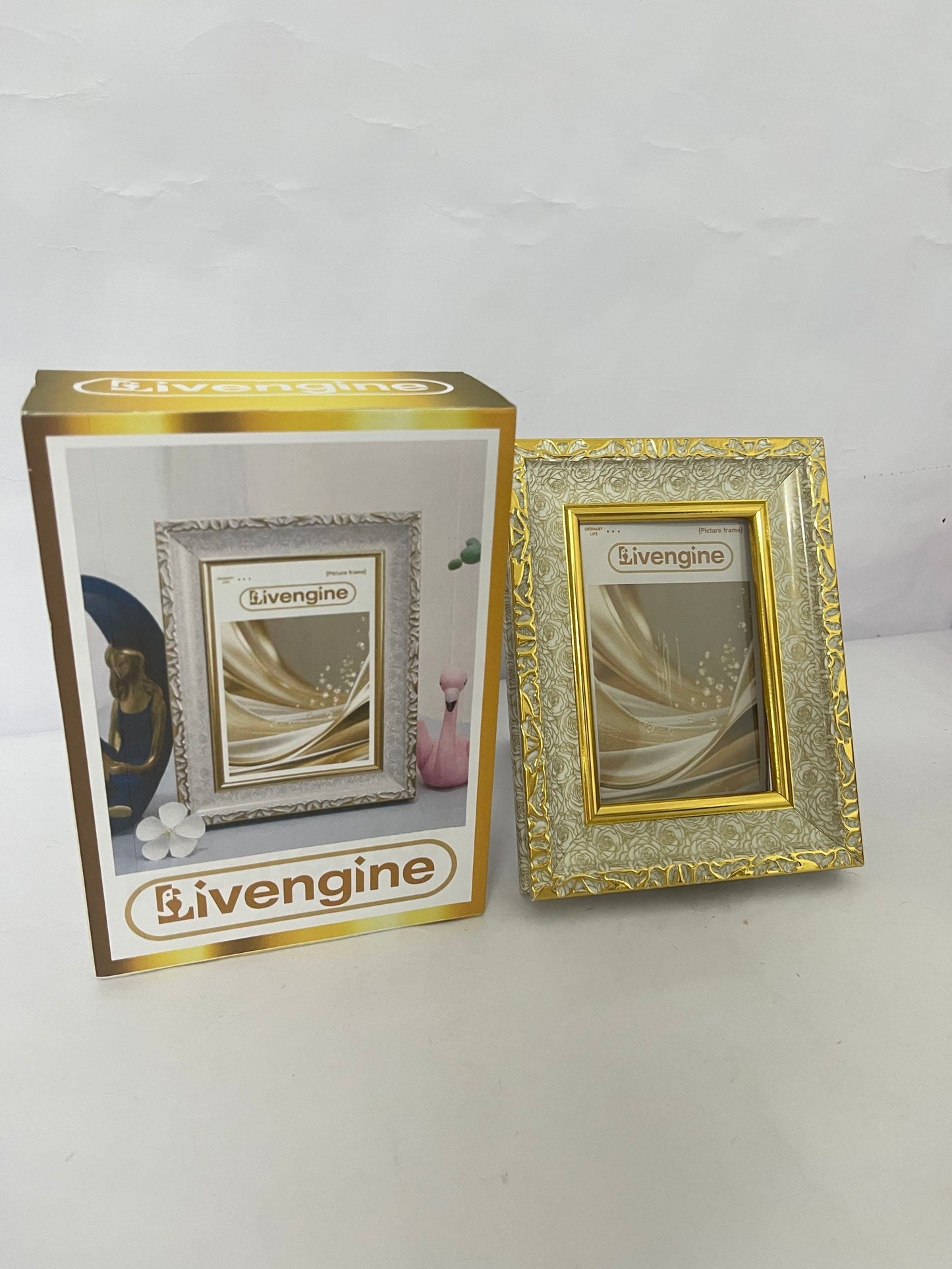 Livengine Picture frames Golden Embossed Photo Frame Luxurious & Retro Capture Beauty An Elegant Choice for Home Decoration and Memory Collection