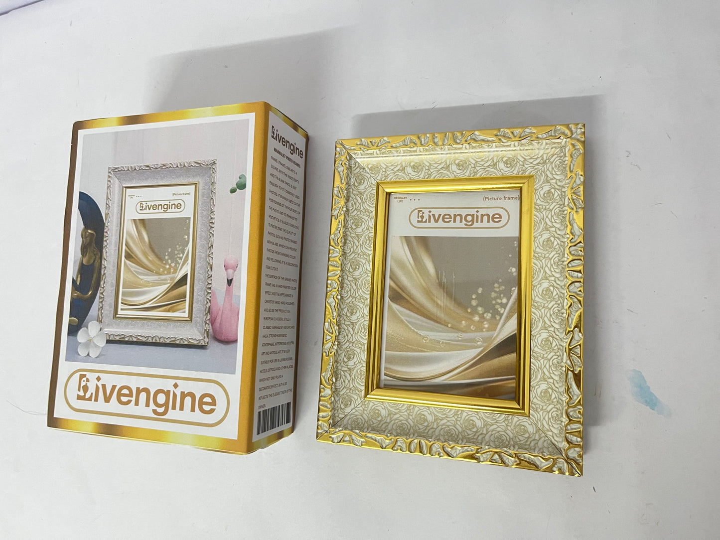 Livengine Picture frames Golden Embossed Photo Frame Luxurious & Retro Capture Beauty An Elegant Choice for Home Decoration and Memory Collection