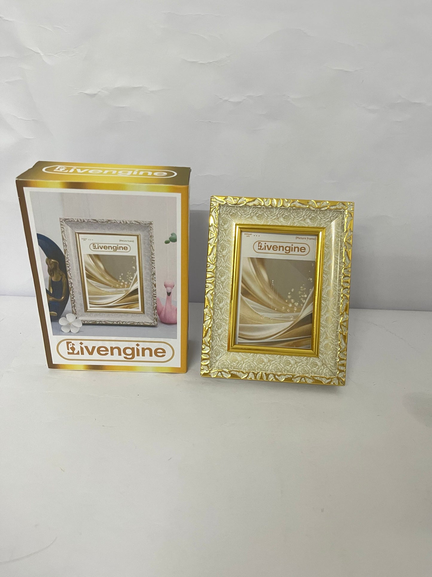Livengine Picture frames Golden Embossed Photo Frame Luxurious & Retro Capture Beauty An Elegant Choice for Home Decoration and Memory Collection