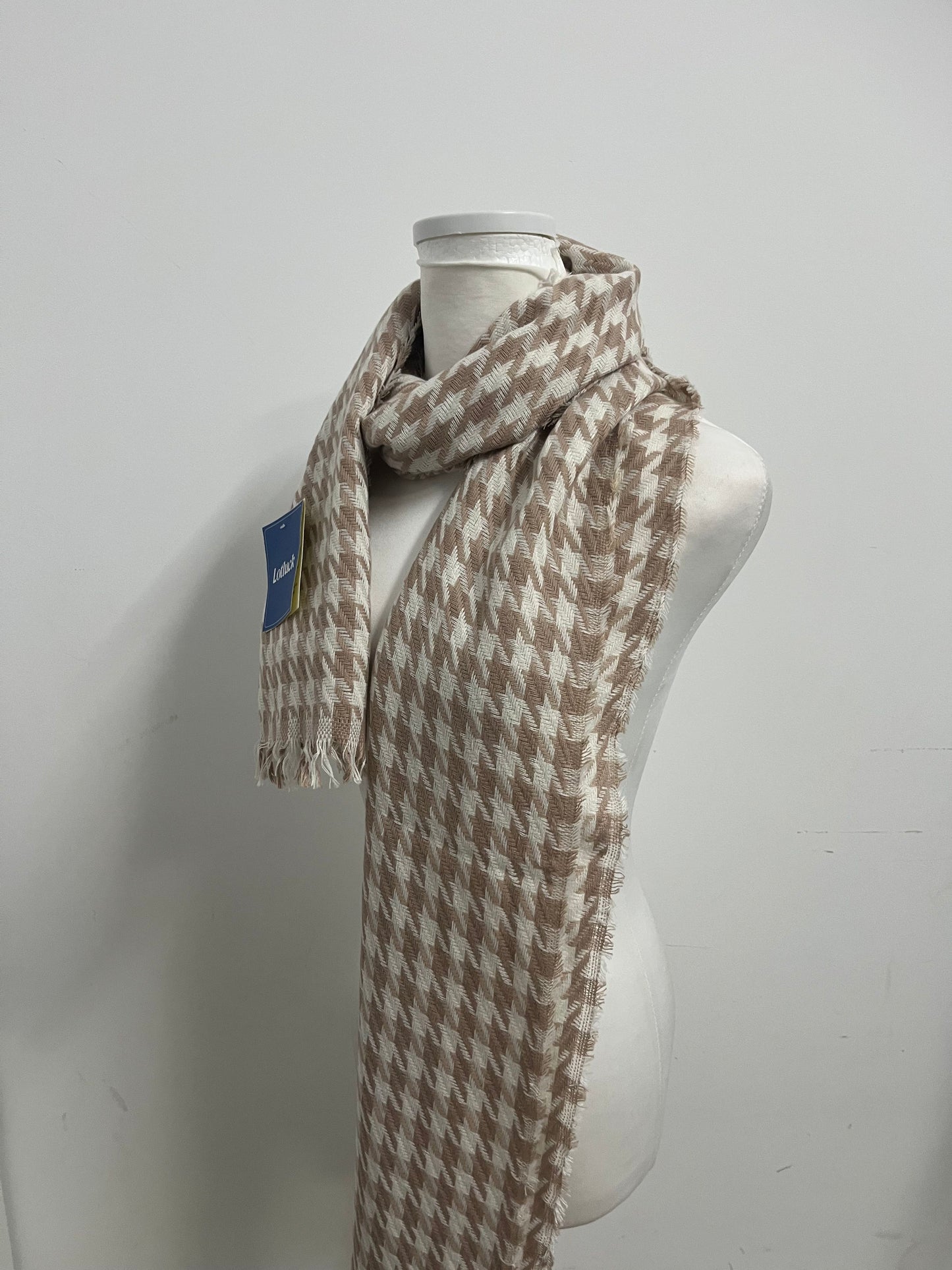 [Lotluck Scarfs]-Houndstooth Fringe Scarf - Autumn Winter Warm Imitation Cashmere Shawl
