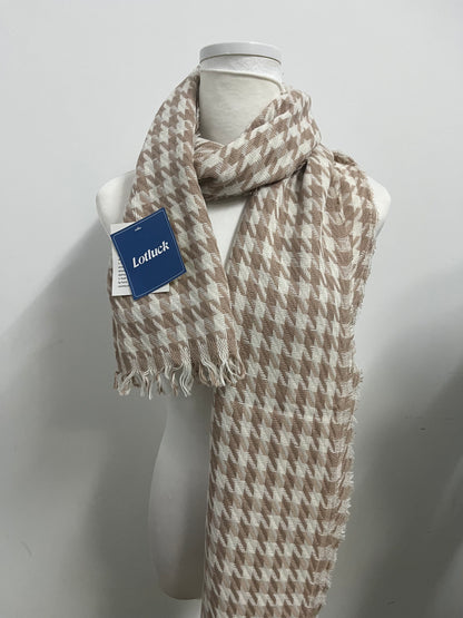 [Lotluck Scarfs]-Houndstooth Fringe Scarf - Autumn Winter Warm Imitation Cashmere Shawl