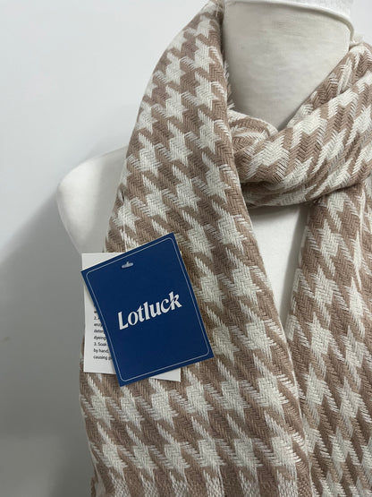 [Lotluck Scarfs]-Houndstooth Fringe Scarf - Autumn Winter Warm Imitation Cashmere Shawl