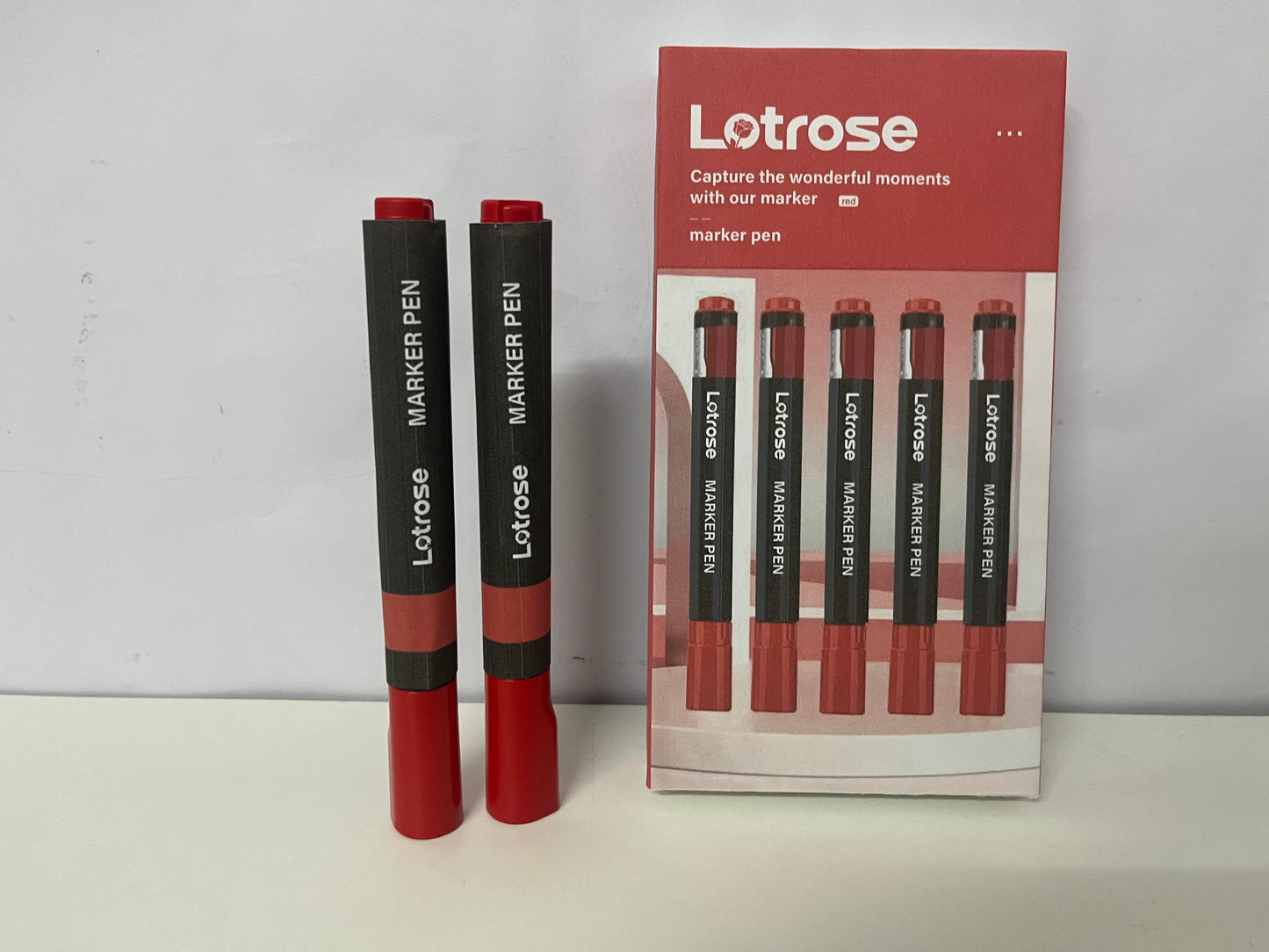 [Lotrose Marker pens]-Red Marker Pen - Large Capacity Quick-Dry Waterproof Marker
