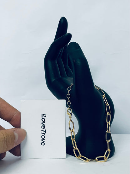 LoveTrove Women 18 k Gold Plated Fashion Adjustable Chunky Cuban Paperclip Link Chain Bracelets Jewelry for Women Girls Gift