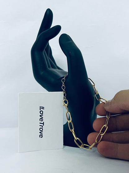 LoveTrove Women 18 k Gold Plated Fashion Adjustable Chunky Cuban Paperclip Link Chain Bracelets Jewelry for Women Girls Gift