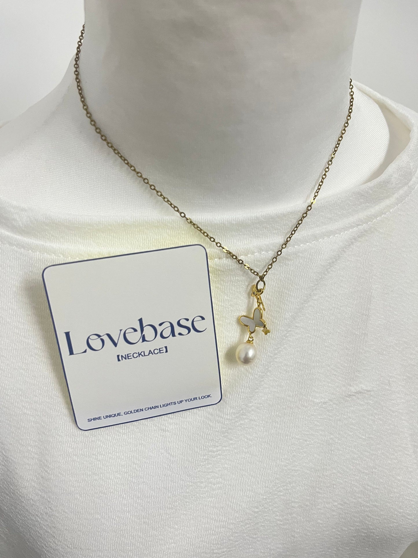 【Lovebase Butterfly & Pearl Necklace】—— Shine Unique, Golden Chain Lights Up Your Look