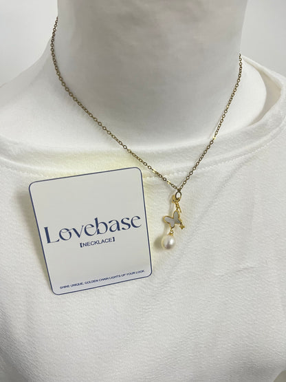 【Lovebase Butterfly & Pearl Necklace】—— Shine Unique, Golden Chain Lights Up Your Look