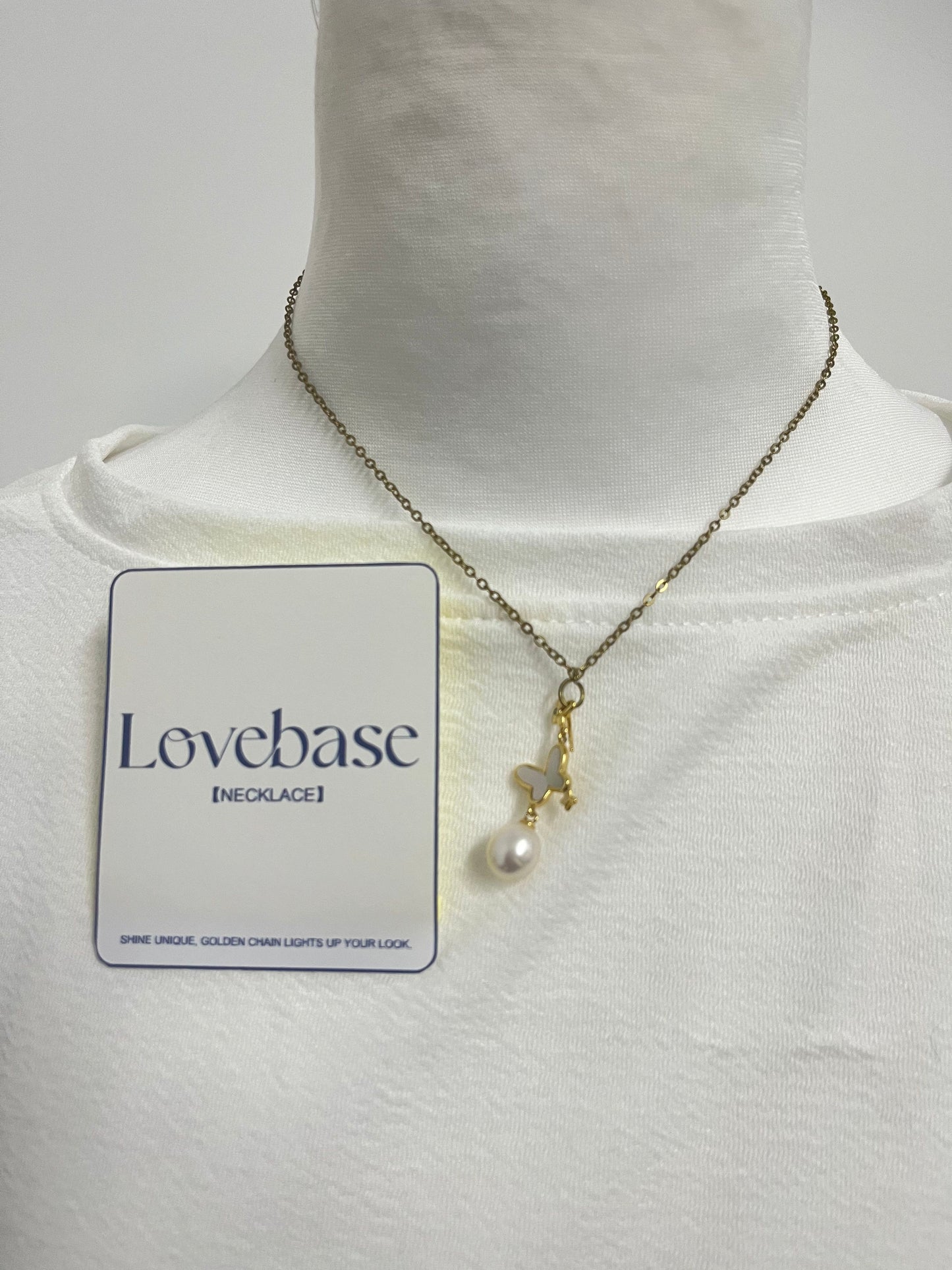 【Lovebase Butterfly & Pearl Necklace】—— Shine Unique, Golden Chain Lights Up Your Look