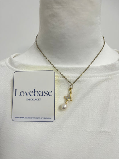 【Lovebase Butterfly & Pearl Necklace】—— Shine Unique, Golden Chain Lights Up Your Look