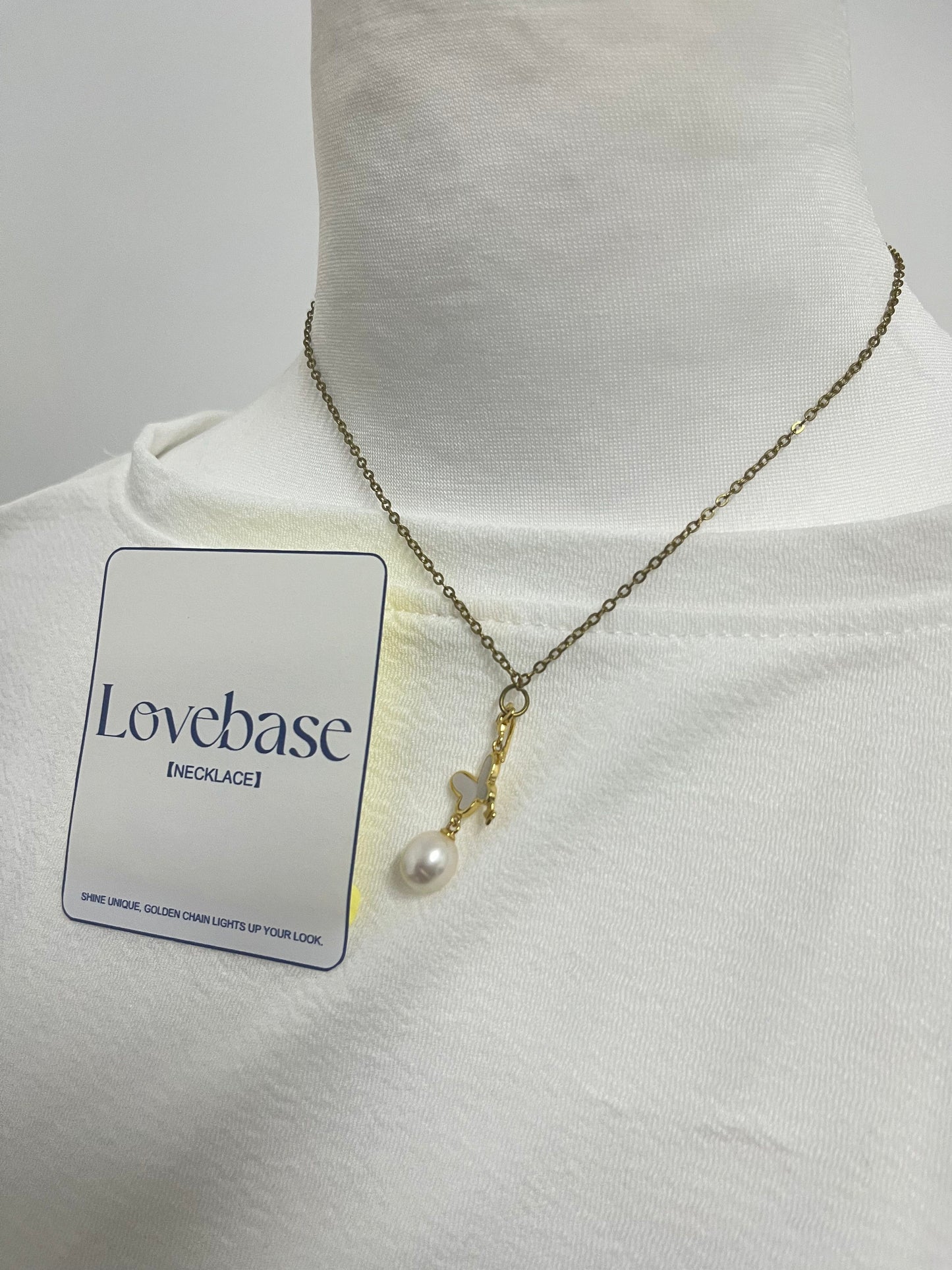 【Lovebase Butterfly & Pearl Necklace】—— Shine Unique, Golden Chain Lights Up Your Look
