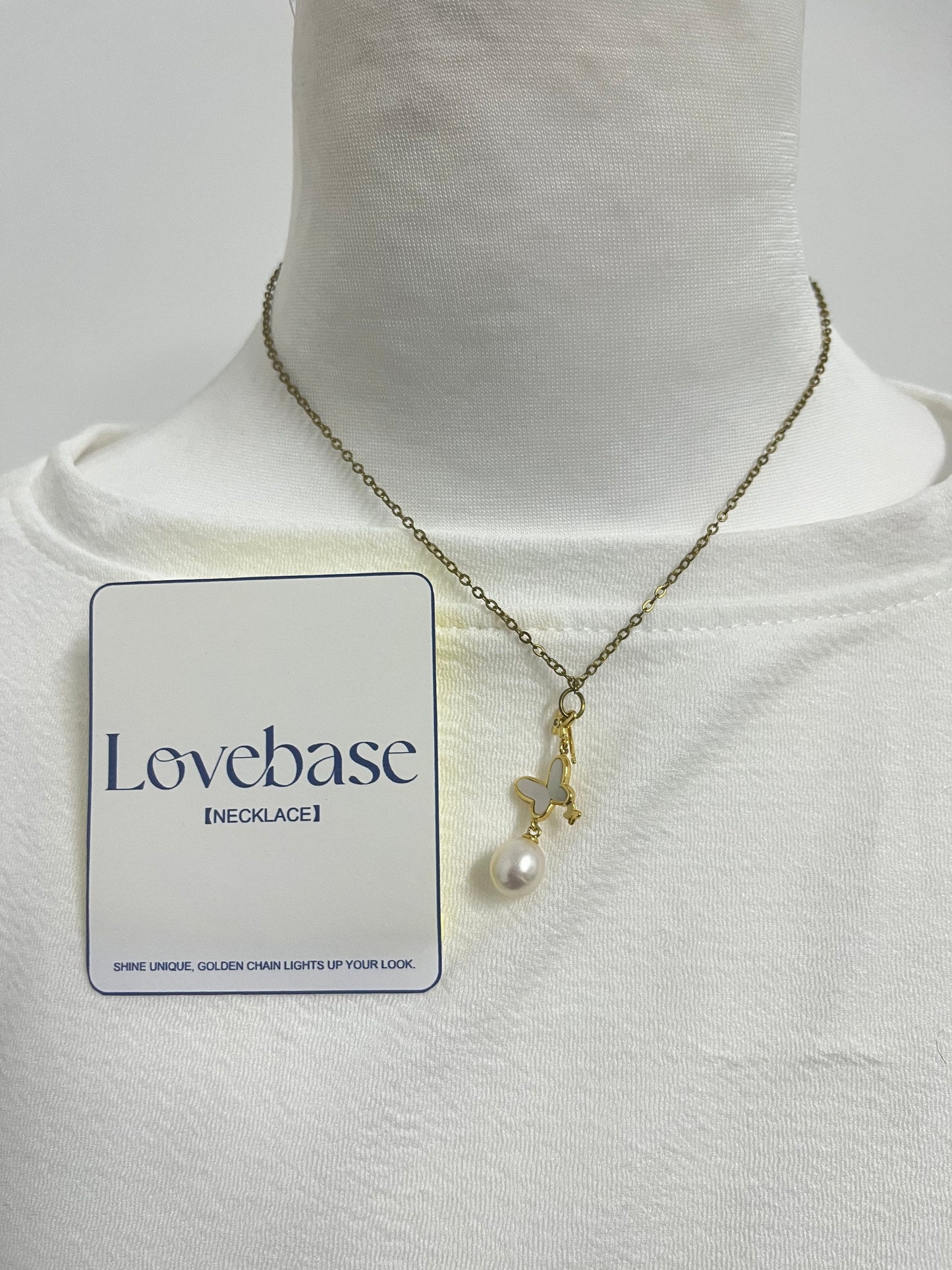 【Lovebase Butterfly & Pearl Necklace】—— Shine Unique, Golden Chain Lights Up Your Look