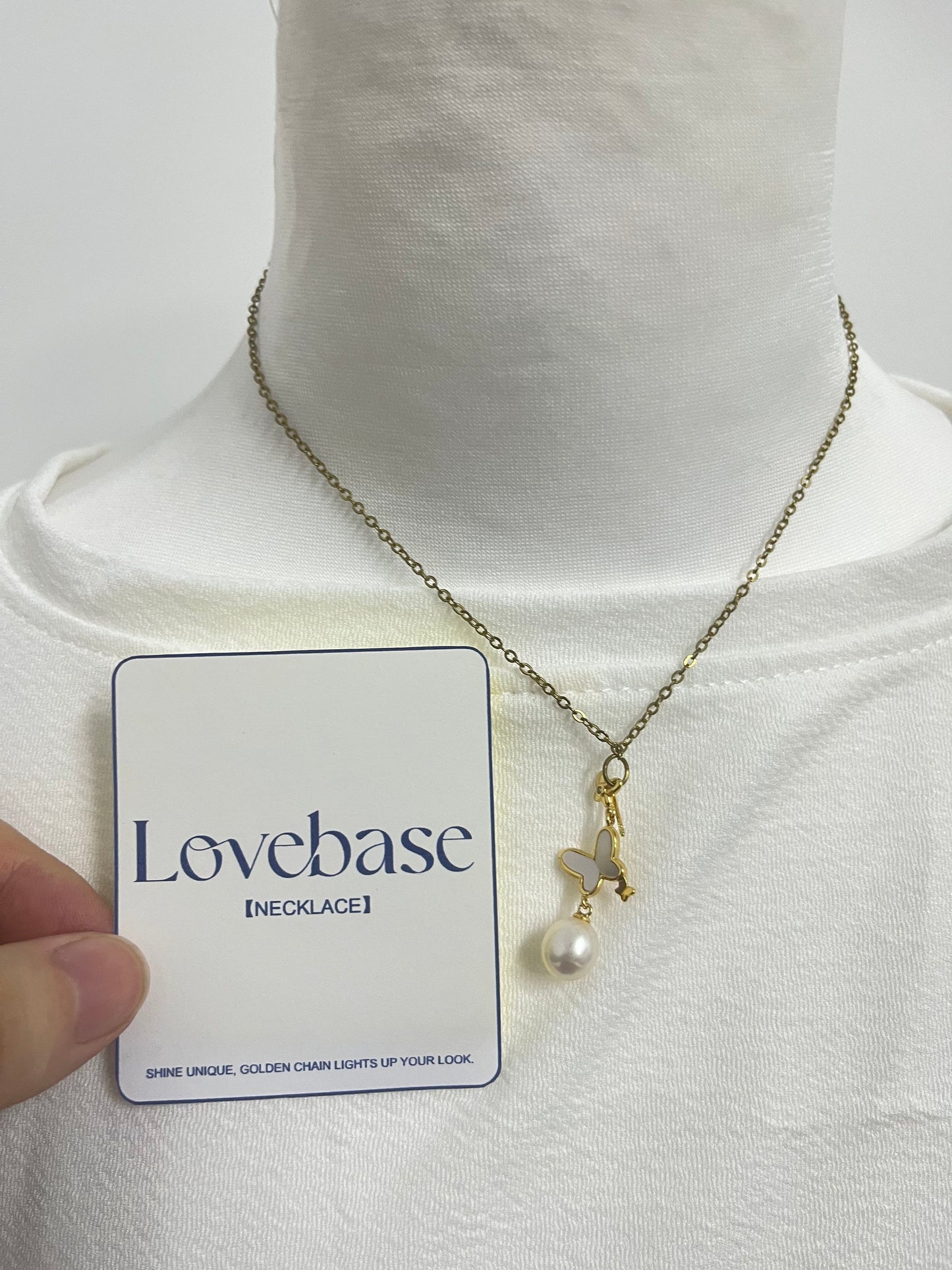 【Lovebase Butterfly & Pearl Necklace】—— Shine Unique, Golden Chain Lights Up Your Look