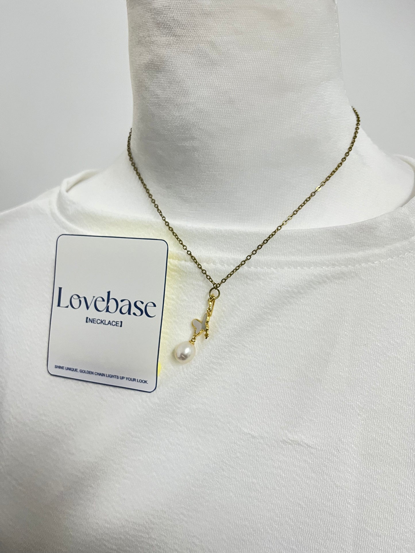 【Lovebase Butterfly & Pearl Necklace】—— Shine Unique, Golden Chain Lights Up Your Look