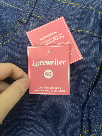 [Lovewriter Jeans]——Dark Blue Washed Jeans - Loose Straight-Leg Casual