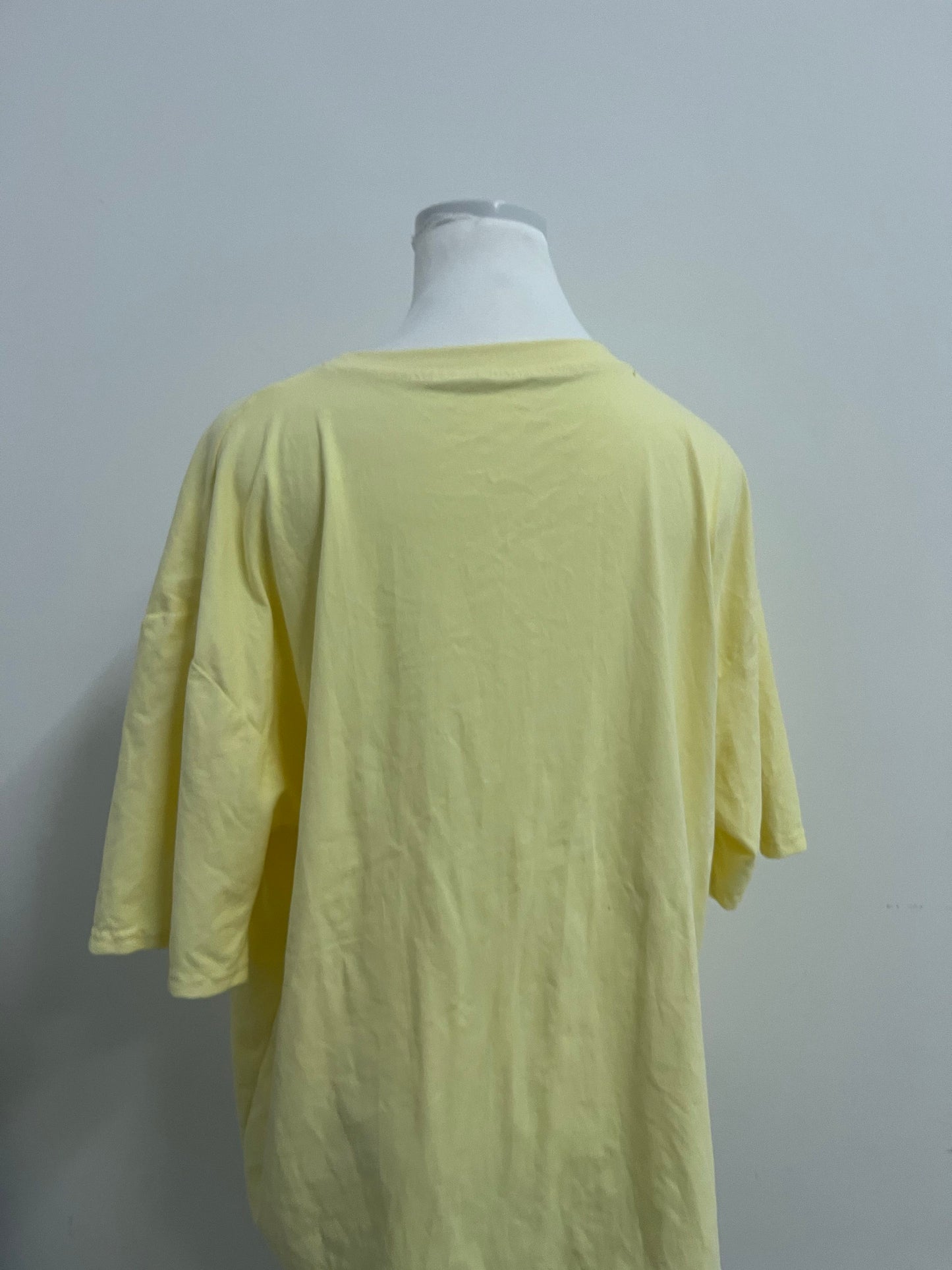 LuckMine Women's Loose Crew Neck Short Sleeve T-Shirt, Light Yellow Casual Versatile Top