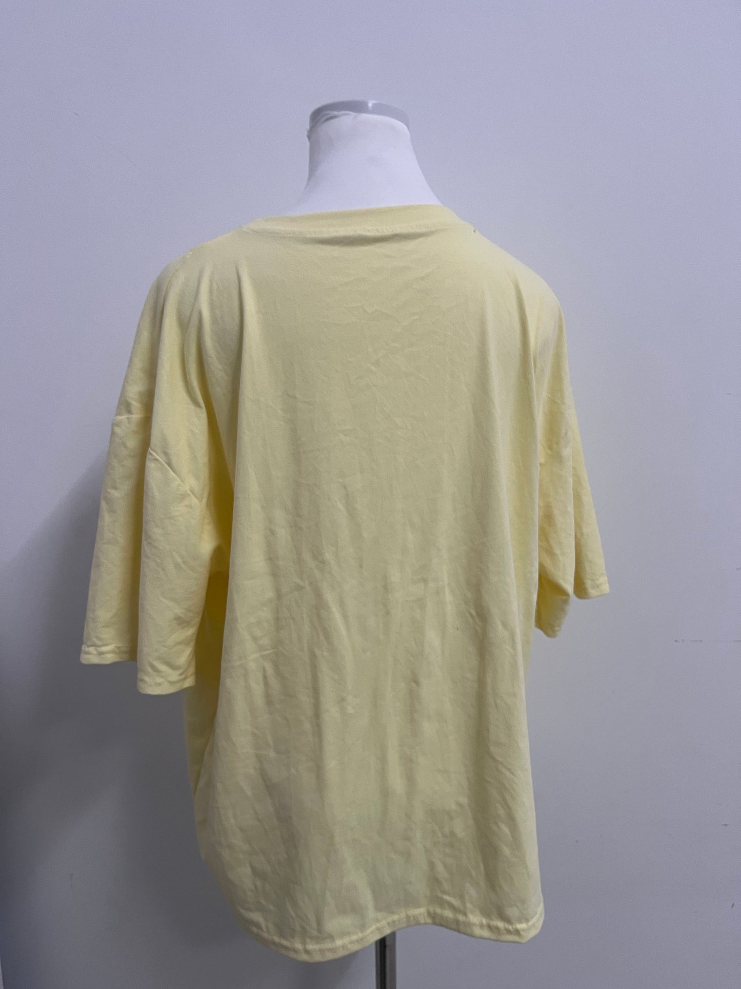 LuckMine Women's Loose Crew Neck Short Sleeve T-Shirt, Light Yellow Casual Versatile Top