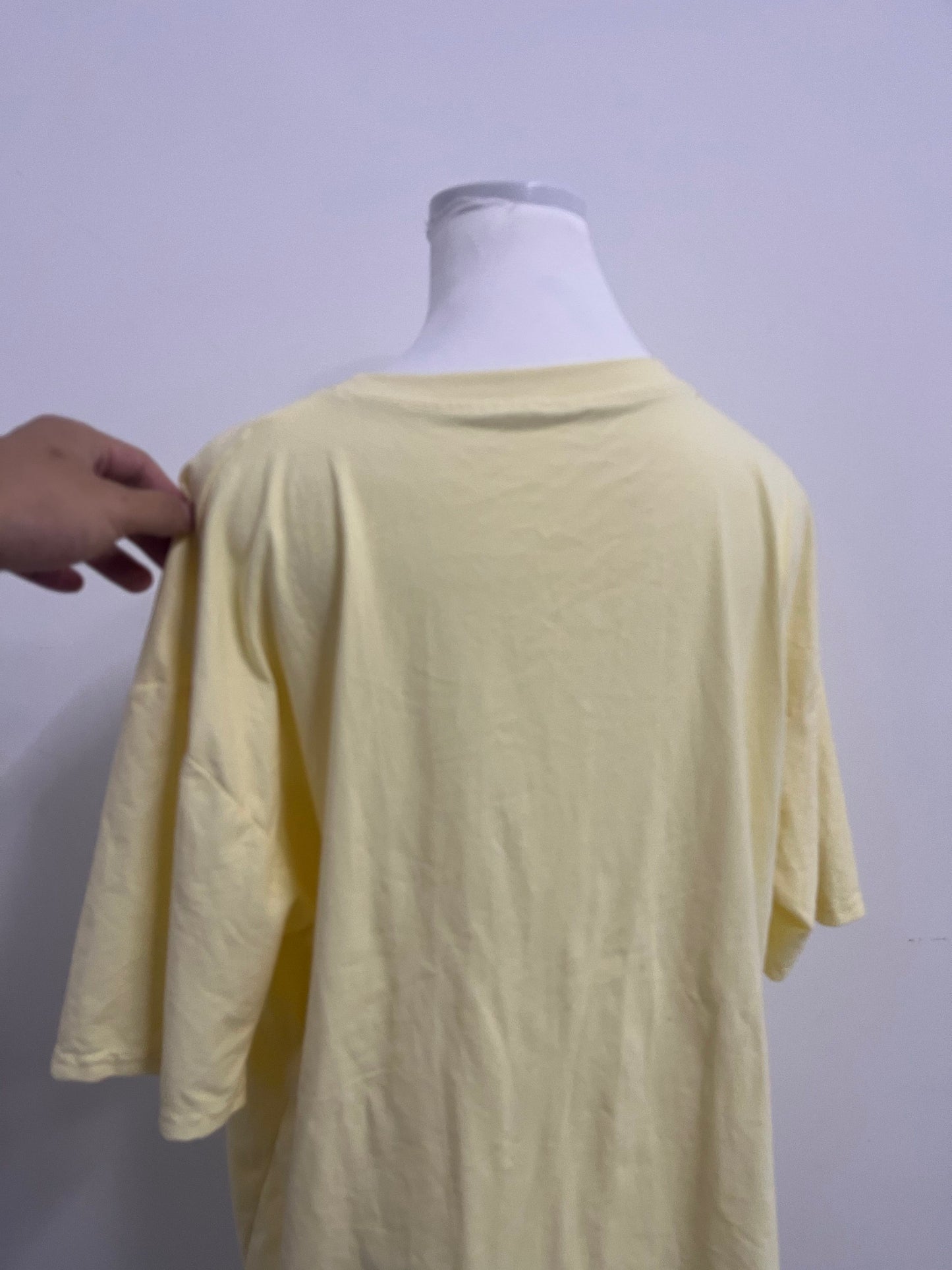 LuckMine Women's Loose Crew Neck Short Sleeve T-Shirt, Light Yellow Casual Versatile Top