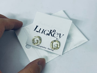 Luckey Vintage Crystal Pearl Stud Earrings Hollow Cz Square Earrings Pearl Square Earrings Gold Pearl Earrings Jewelry for Women