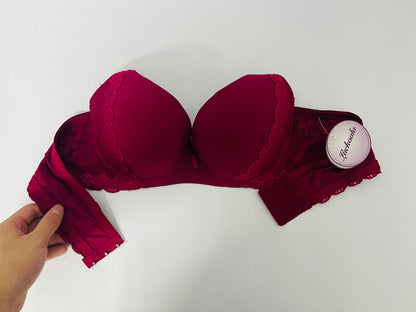 Luckoala Women's Soft Bras Floral Lace Push Up Solid Color Soft Everyday Padded Underwire Bra