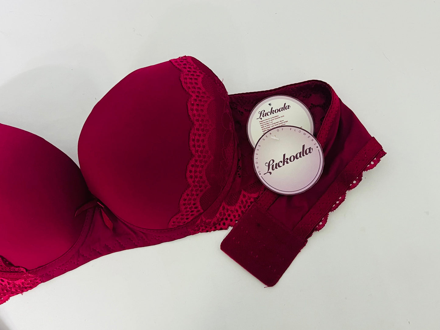 Luckoala Women's Soft Bras Floral Lace Push Up Solid Color Soft Everyday Padded Underwire Bra