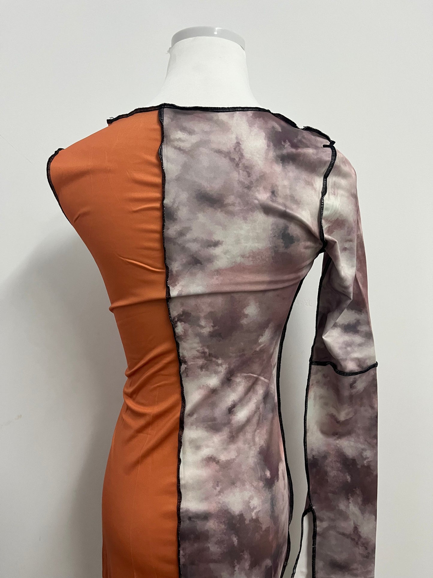 Luckoala Women's Tie Dye Long Sleeve Bodycon Dress Mock Neck Tight Pencil Dress
