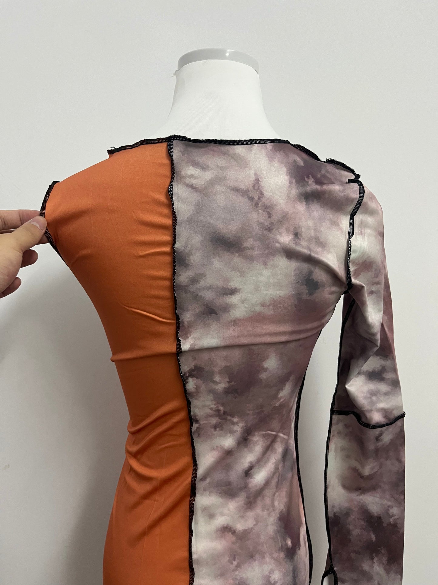 Luckoala Women's Tie Dye Long Sleeve Bodycon Dress Mock Neck Tight Pencil Dress