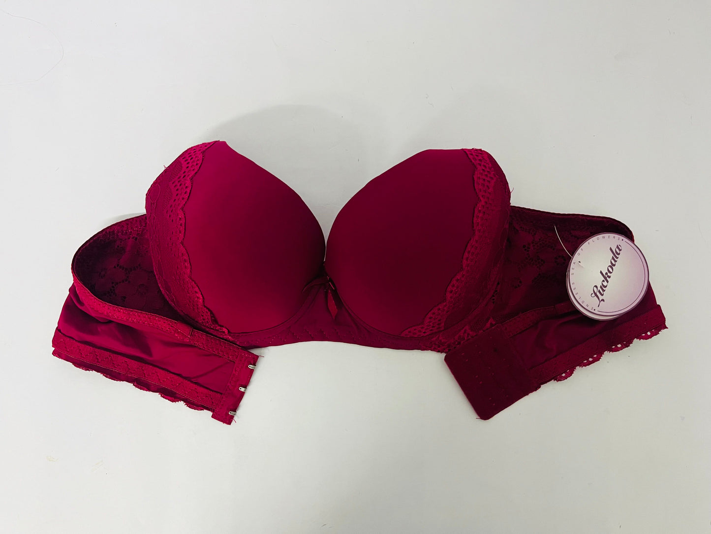 Luckoala Women's Soft Bras Floral Lace Push Up Solid Color Soft Everyday Padded Underwire Bra