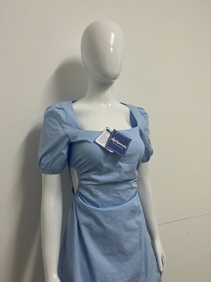 [Luckpuzzle Dresses]——Luckpuzzle French Square Neck Puff Sleeve Dress - Waist-Cinching Backless A-Line Mini Dress