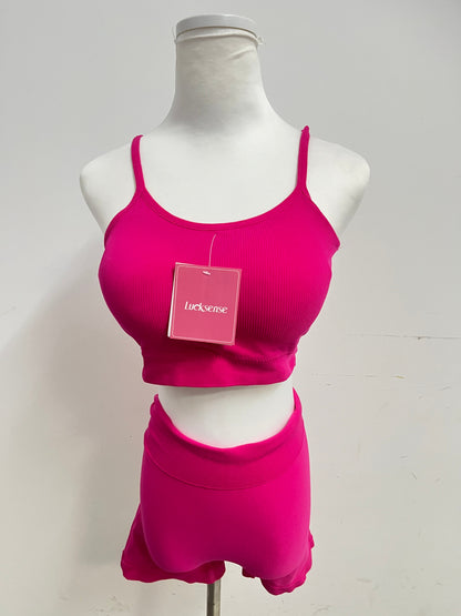 Lucksense 100% Cotton Magenta Sportswear Set Comfortable & Breathable Stylish & Slim-Fitting A Versatile Piece for Daily Leisure & Light Exercise