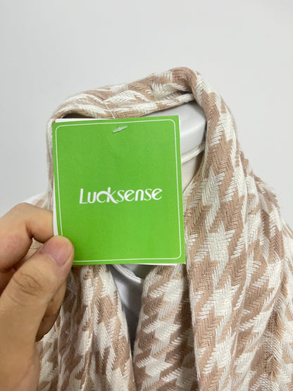Lucksense Houndstooth Knit Scarf Retro Fashion Warm & Comfortable A Versatile Textured Piece for Autumn & Winter Outfits