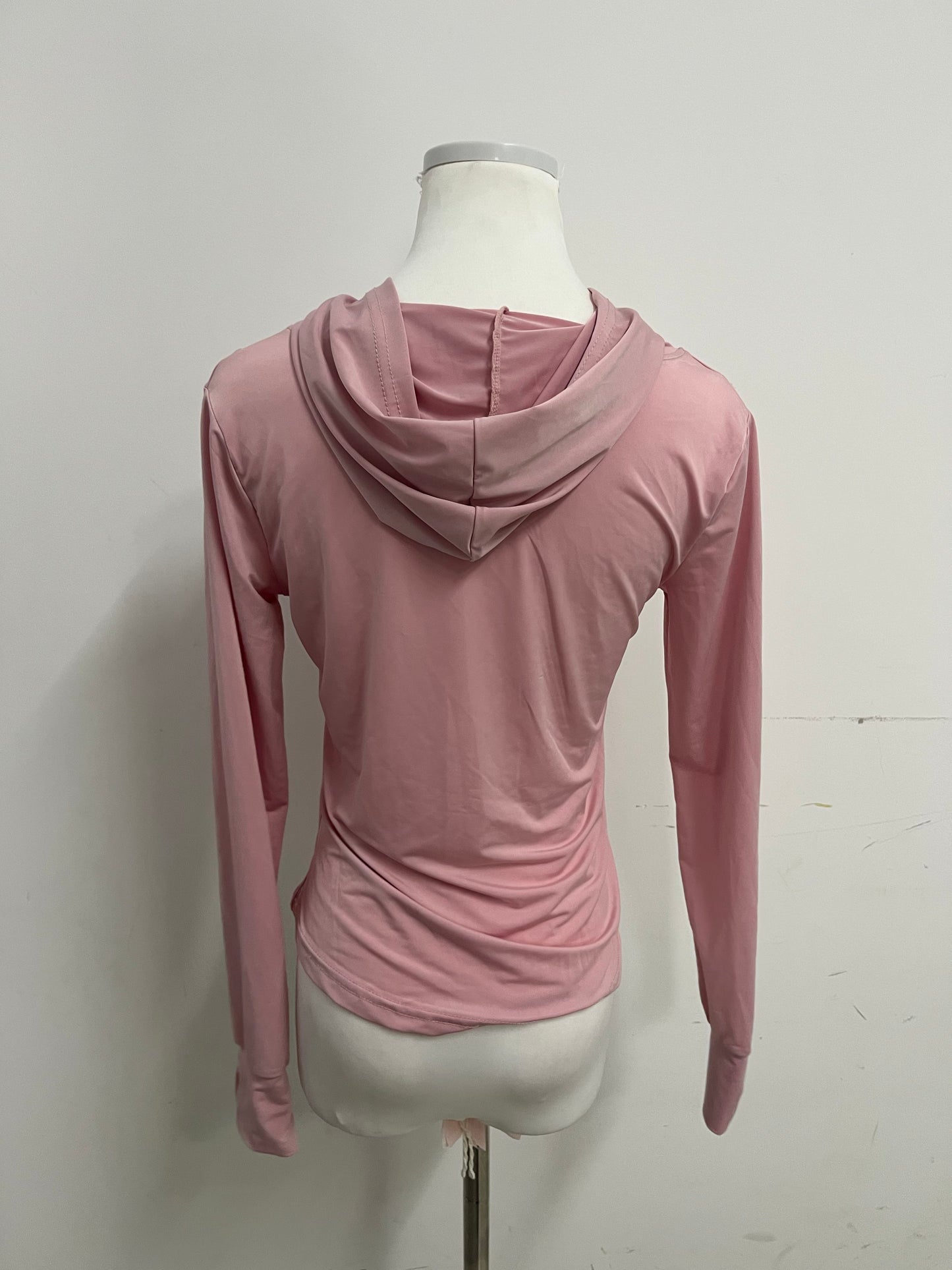Lunaroom Full-Zip Hooded Athletic Shirt - Moisture-Wicking Activewear Top (Dusty Pink)