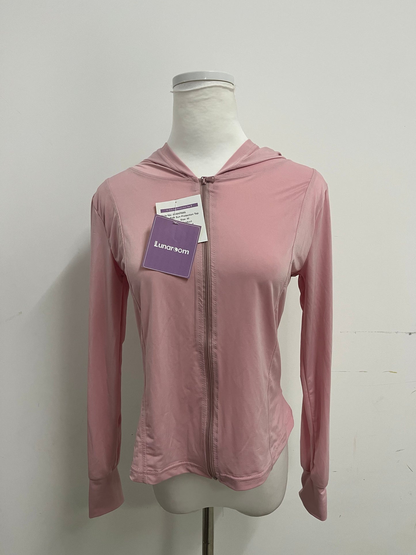 Lunaroom Full-Zip Hooded Athletic Shirt - Moisture-Wicking Activewear Top (Dusty Pink)