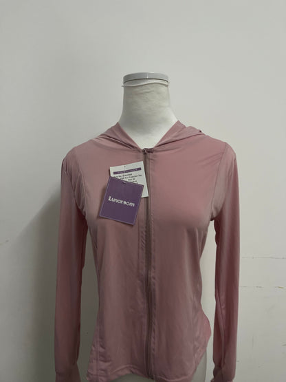 Lunaroom Full-Zip Hooded Athletic Shirt - Moisture-Wicking Activewear Top (Dusty Pink)