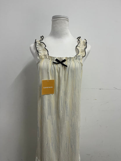 Lunaroom Ruffled Strap Dress - Soft Pleated Feminine Casual Dress