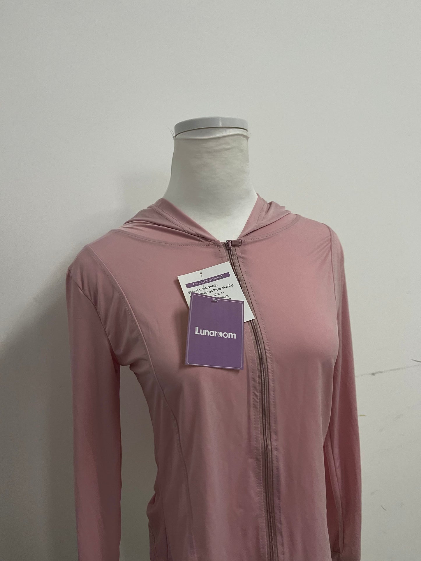 Lunaroom Full-Zip Hooded Athletic Shirt - Moisture-Wicking Activewear Top (Dusty Pink)