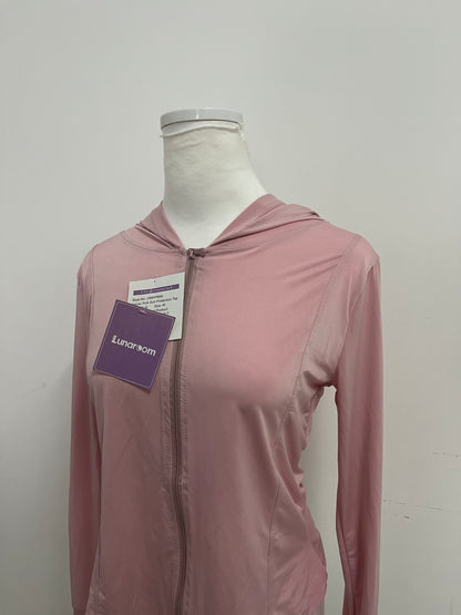Lunaroom Full-Zip Hooded Athletic Shirt - Moisture-Wicking Activewear Top (Dusty Pink)