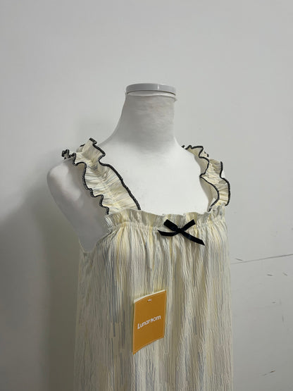 Lunaroom Ruffled Strap Dress - Soft Pleated Feminine Casual Dress