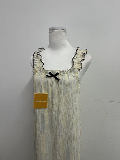 Lunaroom Ruffled Strap Dress - Soft Pleated Feminine Casual Dress