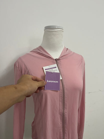 Lunaroom Full-Zip Hooded Athletic Shirt - Moisture-Wicking Activewear Top (Dusty Pink)