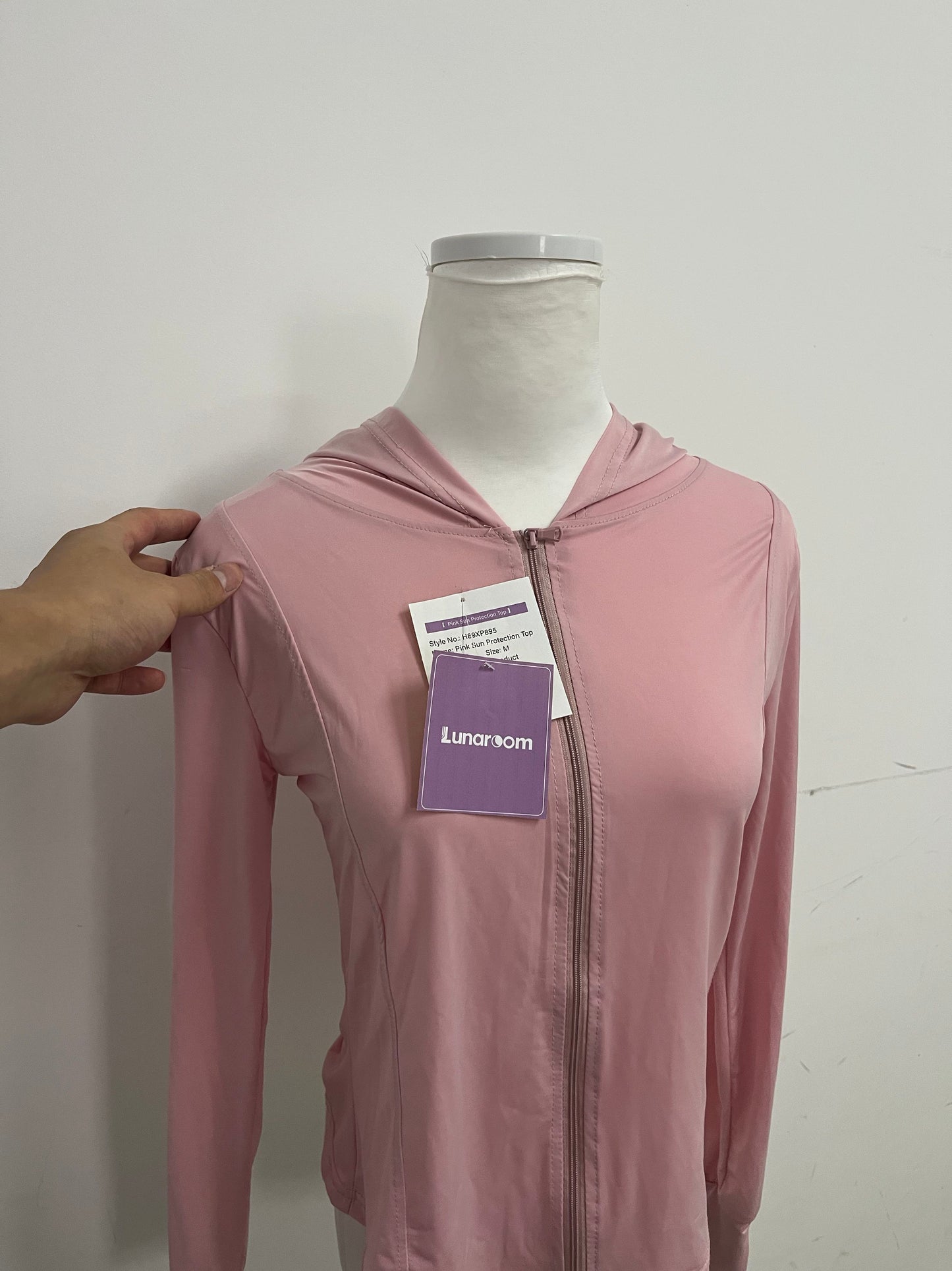 Lunaroom Full-Zip Hooded Athletic Shirt - Moisture-Wicking Activewear Top (Dusty Pink)