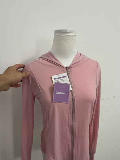 Lunaroom Full-Zip Hooded Athletic Shirt - Moisture-Wicking Activewear Top (Dusty Pink)