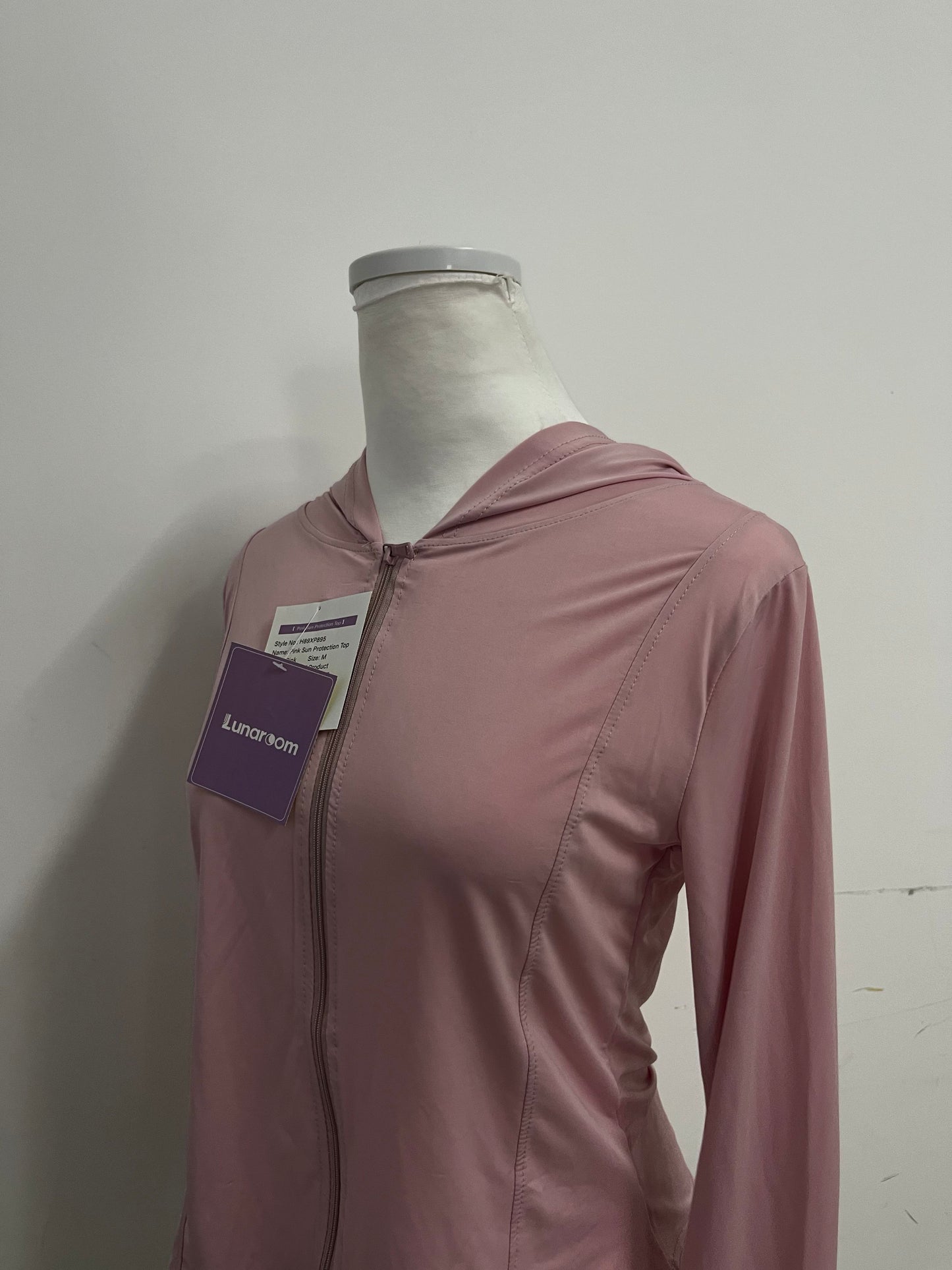 Lunaroom Full-Zip Hooded Athletic Shirt - Moisture-Wicking Activewear Top (Dusty Pink)