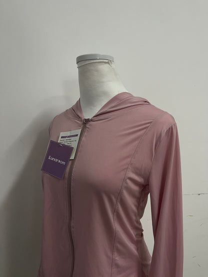 Lunaroom Full-Zip Hooded Athletic Shirt - Moisture-Wicking Activewear Top (Dusty Pink)
