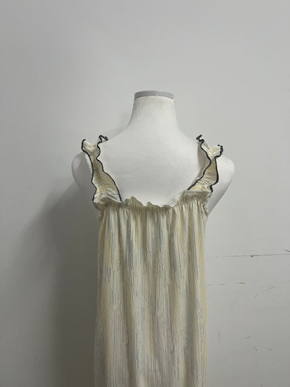 Lunaroom Ruffled Strap Dress - Soft Pleated Feminine Casual Dress