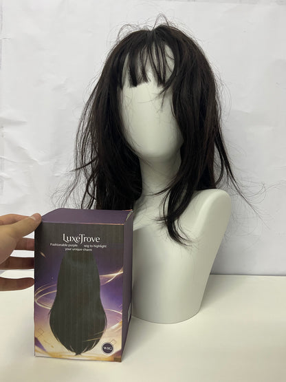 [LuxeTrove Wigs]-French Lazy Wool Curl Wig - Natural Fluffy Medium-Length Hairpiece