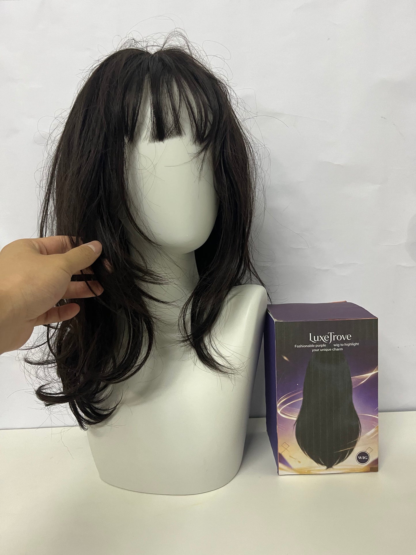 [LuxeTrove Wigs]-French Lazy Wool Curl Wig - Natural Fluffy Medium-Length Hairpiece