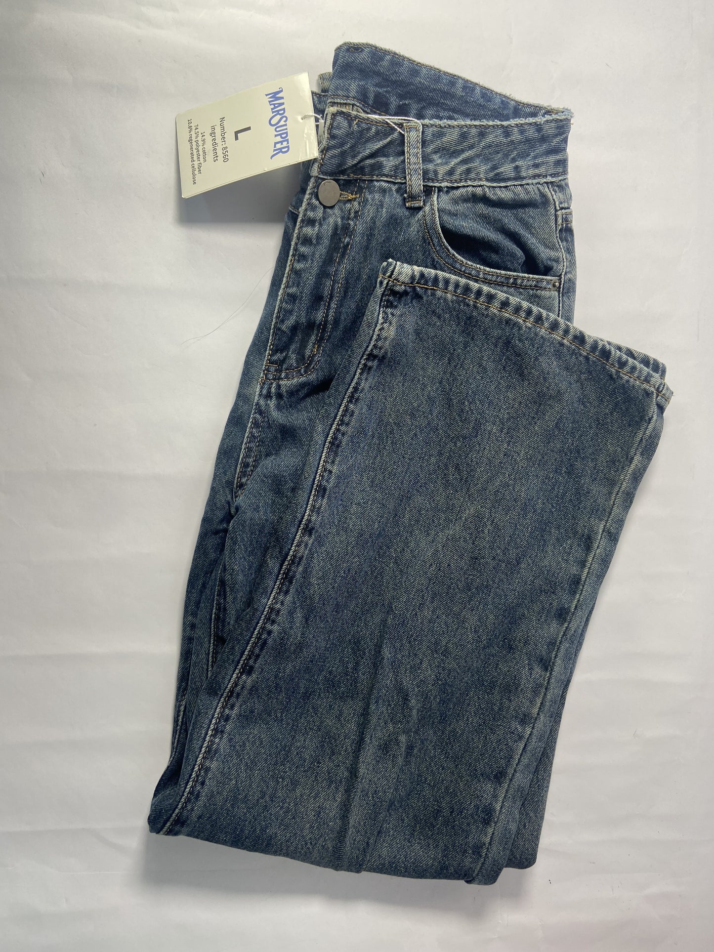 MARSUPER Pants Women's Jeans High Waisted Straight Leg Welt Pockets