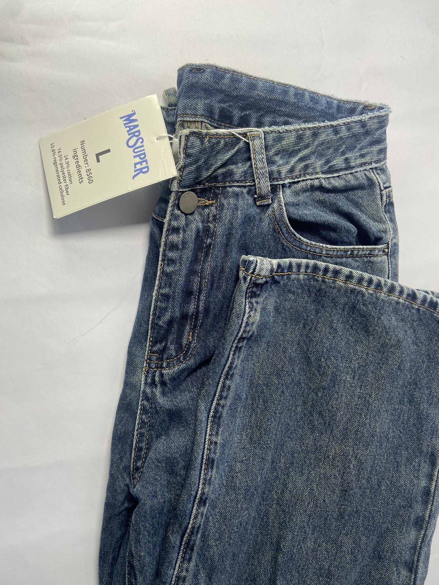 MARSUPER Pants Women's Jeans High Waisted Straight Leg Welt Pockets