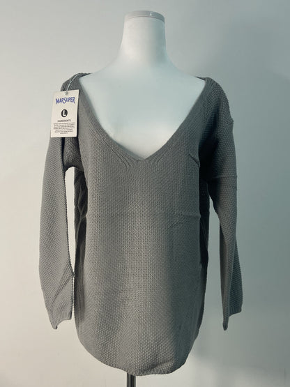 MARSUPER Sweaters Long Sleeve Tops Fashion Outfits Trendy Casual V Neck Oversize